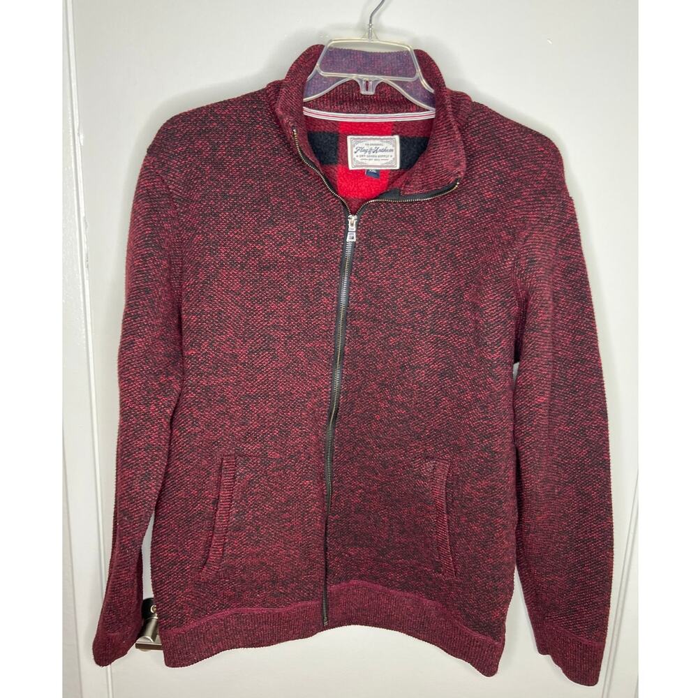 Flag & Anthem Men's Full Zip Cardigan Sweater Red/Black ~ Size XXL